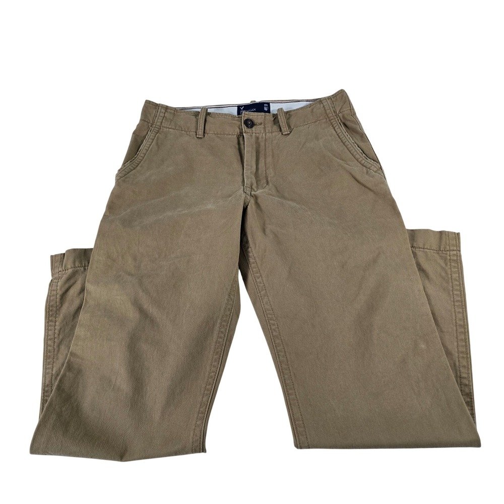 American Eagle Outfitters Mens Slim Fit Chino Pants Khaki Tan 32x32 Cotton 14020
